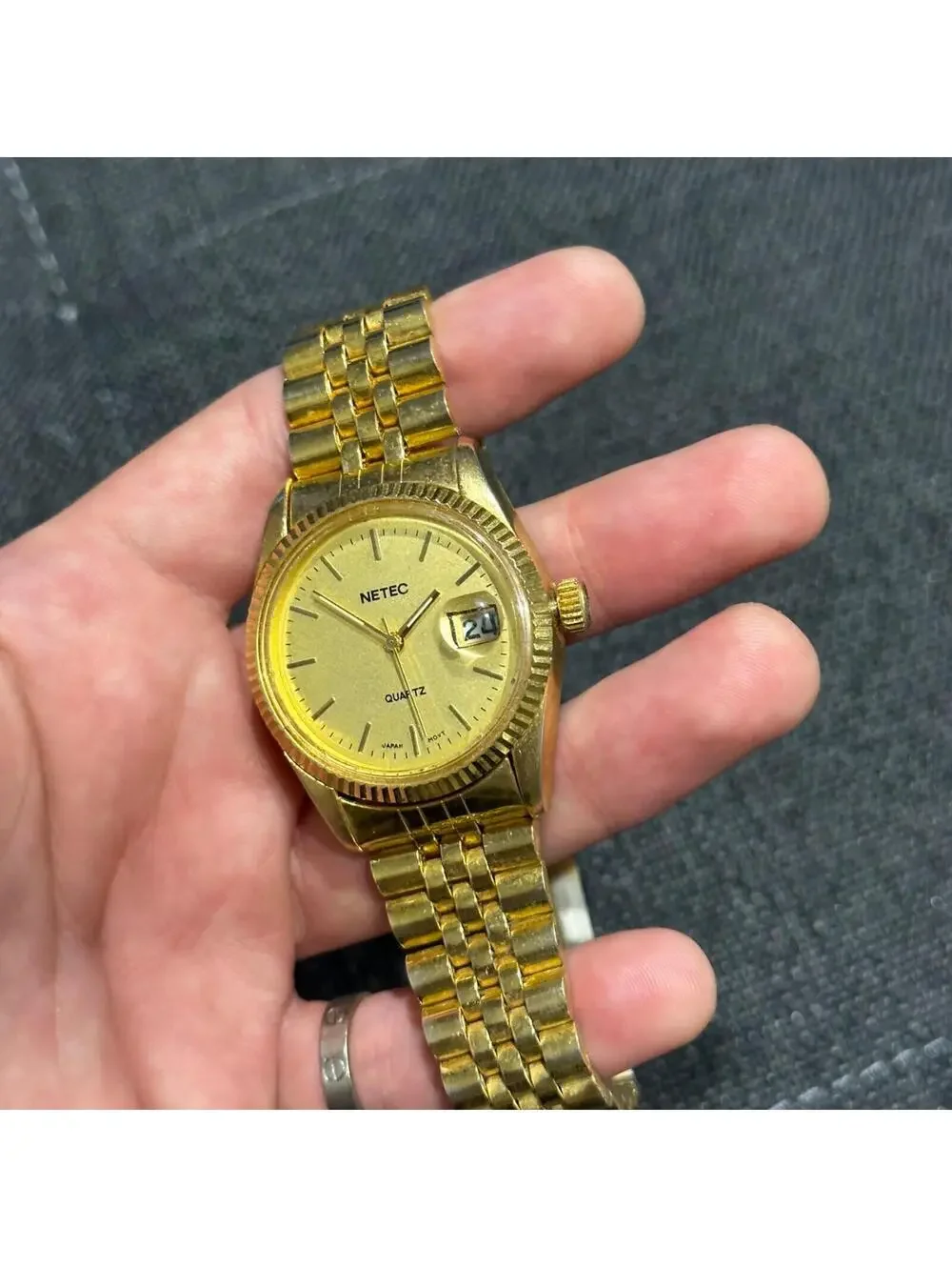 Vintage Netec Womens Gold Tone Watch Needs Battery Japan Movement Quartz
